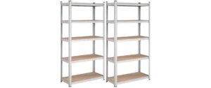 Songmics Lagerregal Silber, 2er Set 5 Ablagen, Tragkraft pro Regal: 175 kg