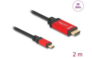 Delock USB-C - HDMI Kabel, 2m rot, 8K 60Hz mit HDR Funktion