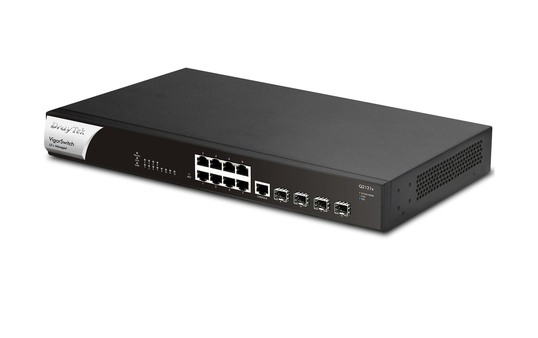 1672074 - Mediatech Draytek VigorSwitch Q2121x: 12 Port 8x2.5GE, 4x SFP+, lüfterlos kaufen Schweiz | Mediatech.ch