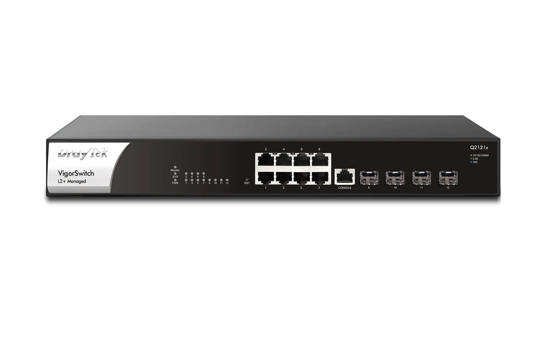 1672074_1 - Mediatech Draytek VigorSwitch Q2121x: 12 Port 8x2.5GE, 4x SFP+, lüfterlos