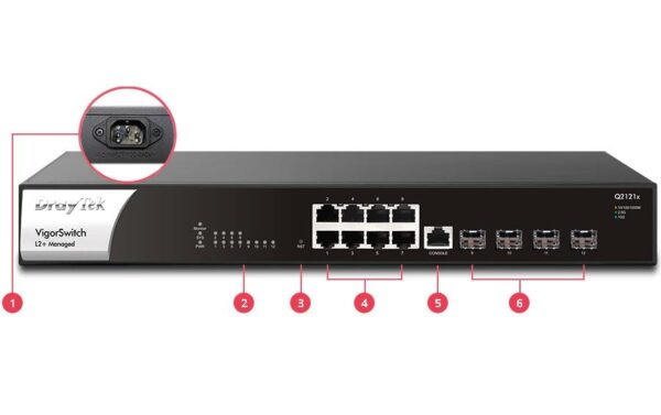 1672074_3 - Mediatech Draytek VigorSwitch Q2121x: 12 Port 8x2.5GE, 4x SFP+, lüfterlos