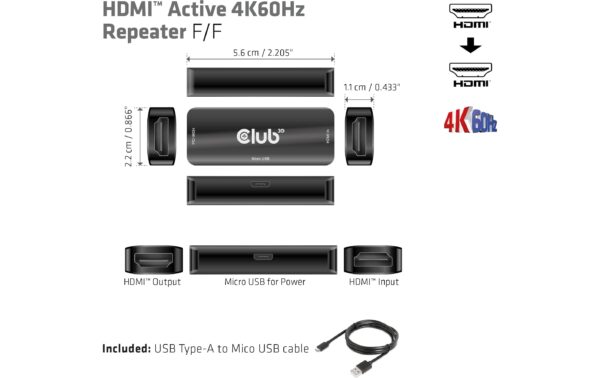 Club 3D, Repeater B/B HDMI Aktiver 4K60Hz