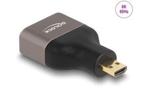 Delock HDMI Adapter Micro-D Stecker zu A Buchse, 8K 60Hz, grau, metall
