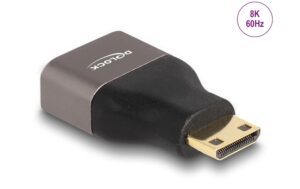 Delock HDMI Adapter Mini-C Stecker zu A Buchse, 8K 60Hz, grau, metall
