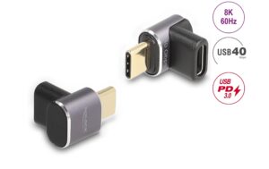 1676952_1 - Mediatech Delock USB Adapter 40 Gbps USB-C 100W Stecker zu Buchse,gewinkelt,8K 60Hz,metall