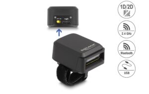 Delock 90607 Bluetooth Barcode Scanner 1D + 2D, Bluetooth, Wireless Charging