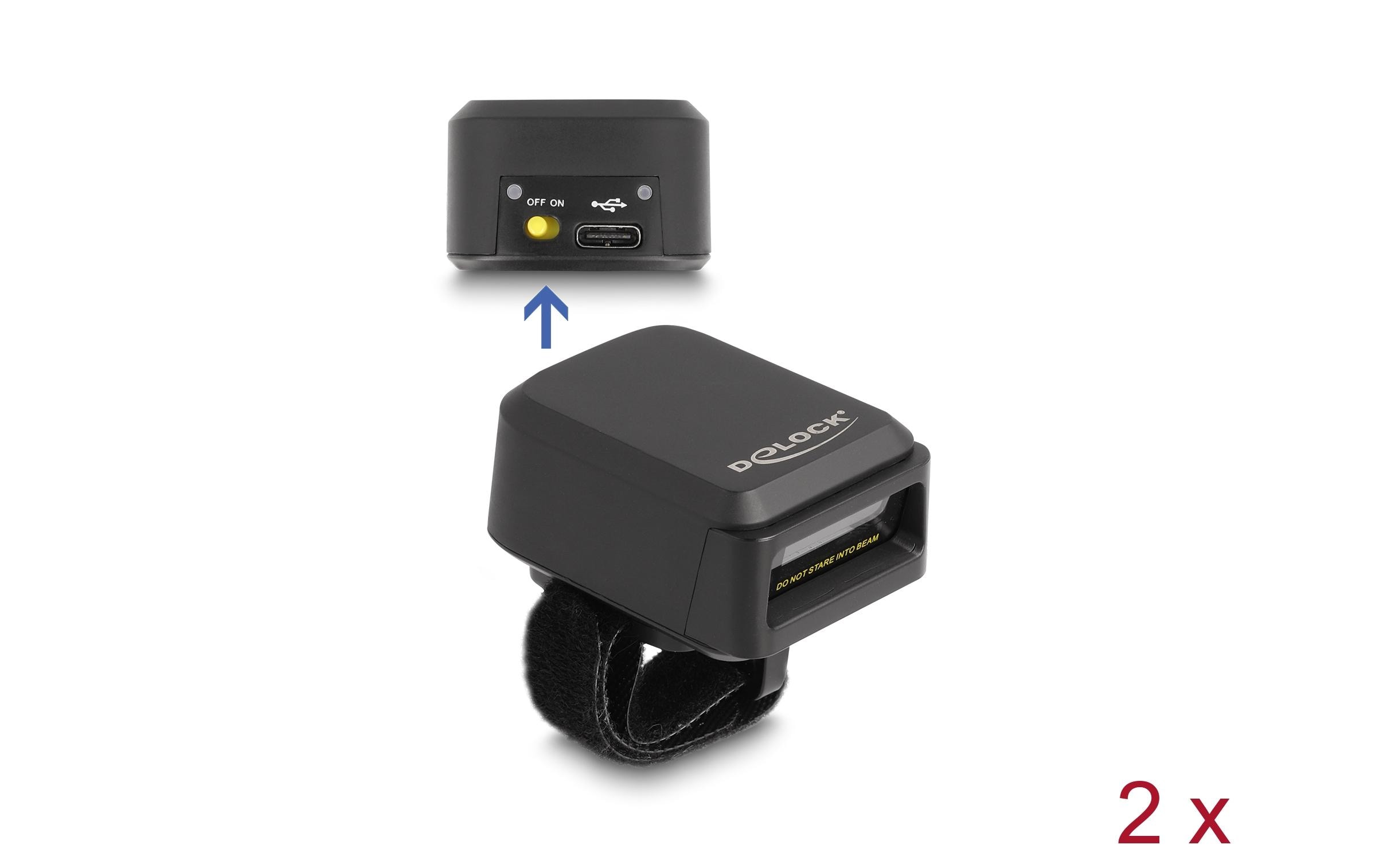 1679385_1 - Mediatech Delock 90610 Ringbarcode Scanner 1D + 2D, Bluetooth ink. Ladestation