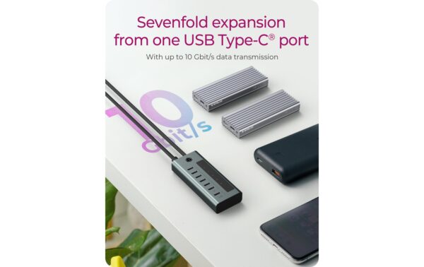 1685132_4 - Mediatech ICY BOX IB-HUB1457-C31, 7x USB3 Hub, Type-C Integriertes USB-C Kabel - Länge 60 cm