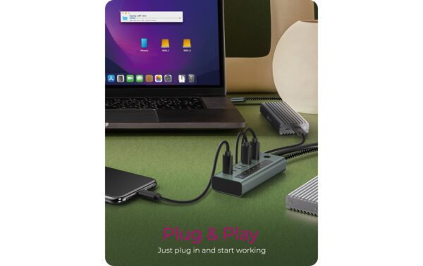 1685132_7 - Mediatech ICY BOX IB-HUB1457-C31, 7x USB3 Hub, Type-C Integriertes USB-C Kabel - Länge 60 cm