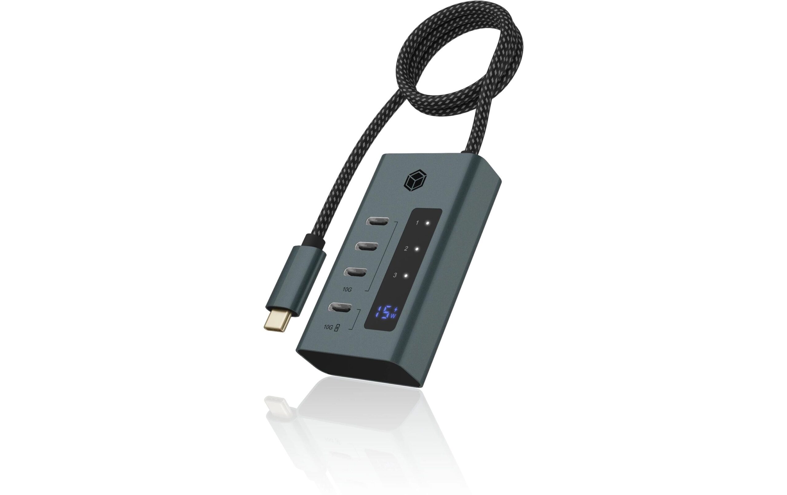 1685133 - Mediatech RAIDSONIC ICY BOX IB-HUB1454-C31, 4x USB3 Hub, 2C/2A Integriertes USB-C Kabel - Länge 60 cm kaufen | Mediatech.ch