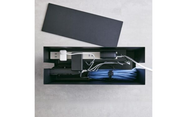 1687656_3 - Mediatech Yamazaki Kabelbox mit Rollen TOWER schwarz, 15 x 40 x 34.5 cm, Metall