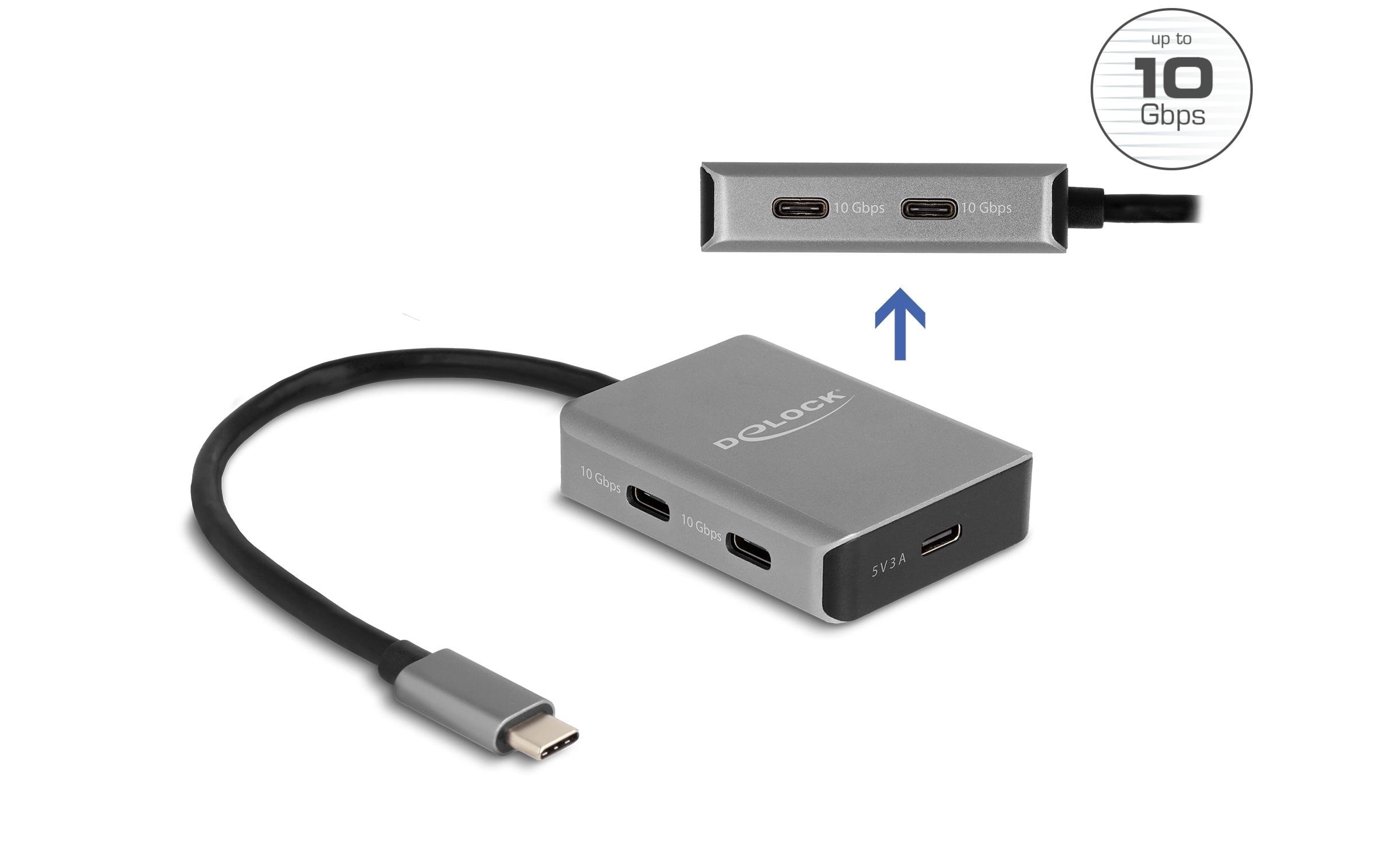 1697092_1 - Mediatech Delock USB 10 Gbps 4 Port USB-C Hub mit USB-C anschluss