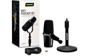 Shure MV7+-BNDL Podcast Mikrofon, schwarz inkl. Stativ