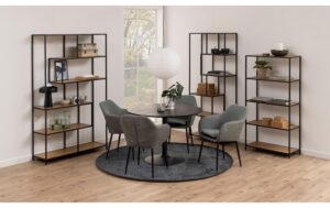 1702425_1 - Mediatech AC Design Bücherregal Seaford MDF/Stahl, 114x35x185 cm, Wildeiche