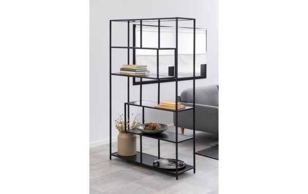 AC Design Bücherregal Seaford MDF/Stahl, 114x35x185 cm, Schwarz