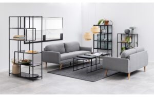 AC Design Bücherregal Seaford MDF/Stahl, 114x35x185 cm, Schwarz