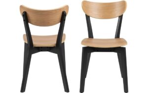 1702444_2 - Mediatech AC Design Esszimmerstuhl Roxby 2 Stück Gummibaum/Eiche, Braun/Schwarz