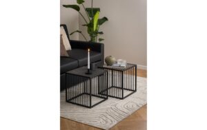 AC Design Beistelltisch Strington Stahl/Melamin, 40x40x42 cm, Schwarz
