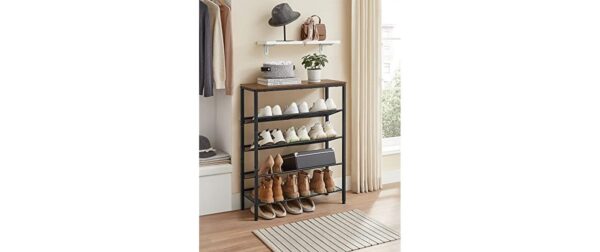 Vasagle Schuhgestell, 5 Ablagen, Holz,Eisen 75x30x93 cm,Traglast verschieden