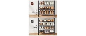 Vasagle Schuhgestell, 5 Ablagen, Holz,Eisen 75x30x93 cm,Traglast verschieden