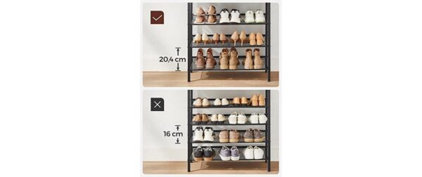 Vasagle Schuhgestell, 5 Ablagen, Holz,Eisen 75x30x93 cm,Traglast verschieden