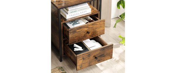 1706259_2 - Mediatech Vasagle Beistelltisch mit 2 Schubladen 45x45x60 cm (LxBxH) , Traglast max. 40kg