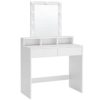 1706269 - Mediatech Vasagle Make-up-Tisch Weiss mit Spiegel und 9 Glühbirnen, 80x40x145 cm (LxBxH)