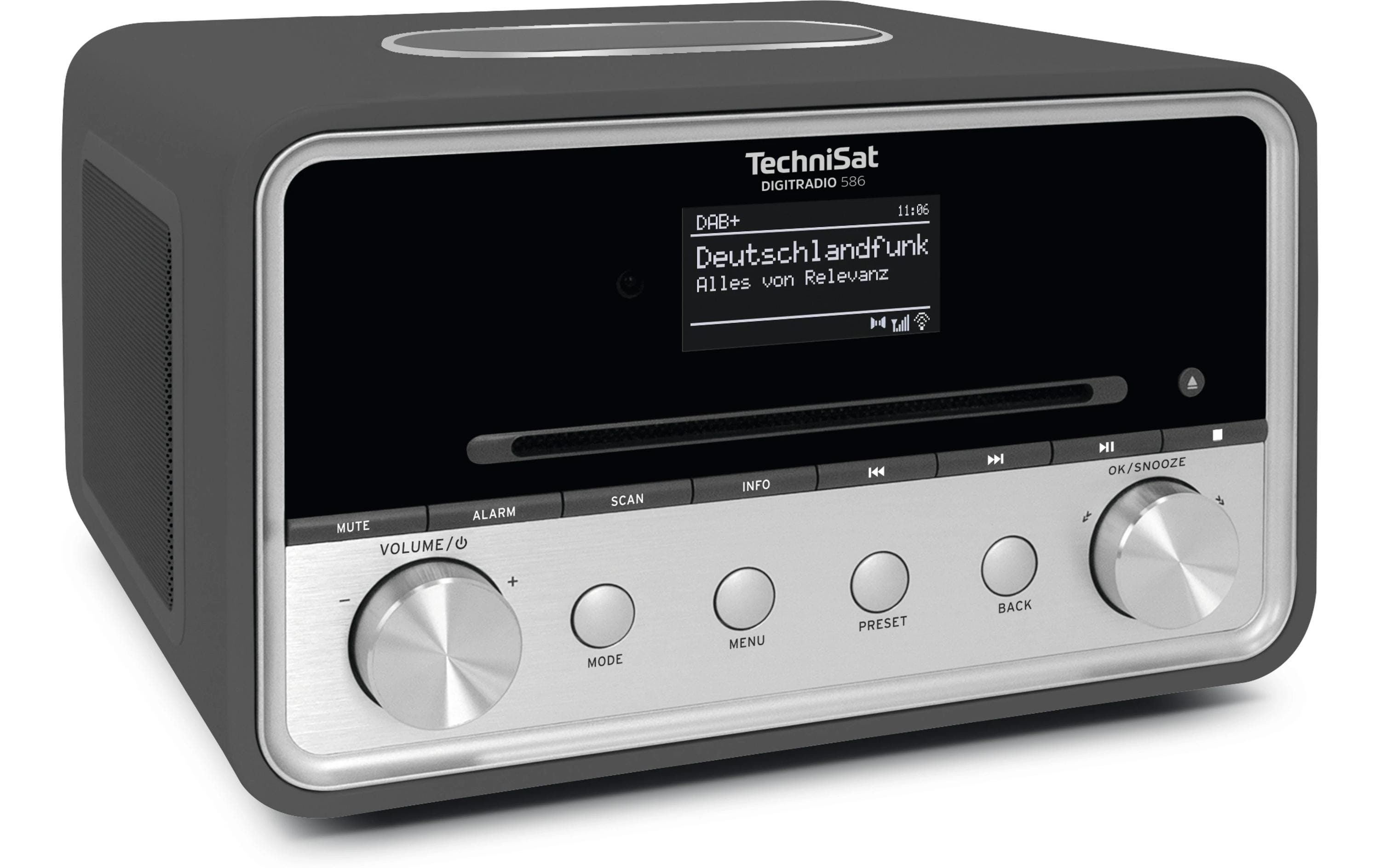 1707831_1 - Mediatech TechniSat DigitRadio 586, Anthrazit-Silber DAB+, Internetradio, CD, BT, QI Charge, App