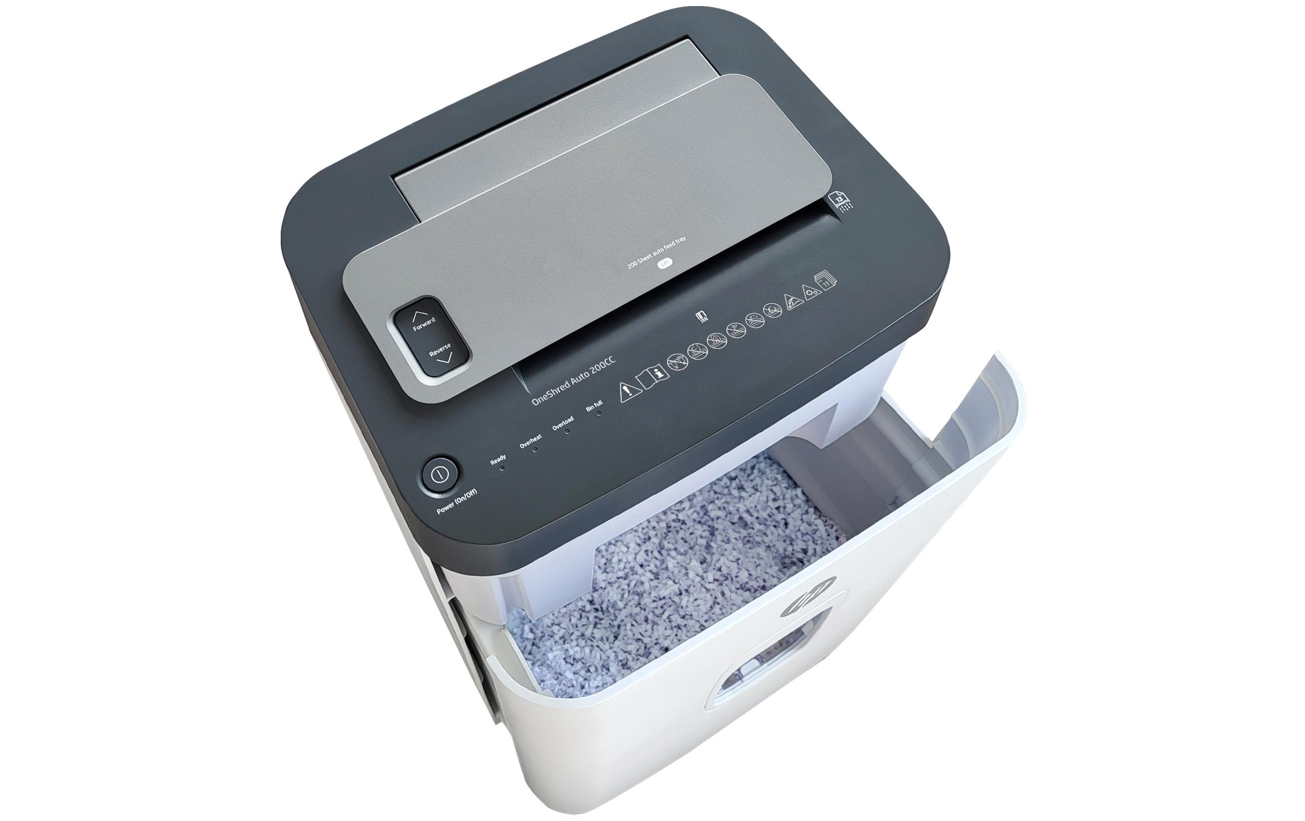 1708428_1 - Mediatech HP Aktenvernichter One Shredder Auto 200CC bis 200 Blatt, 28 Liter, Sicherheitsstufe 4