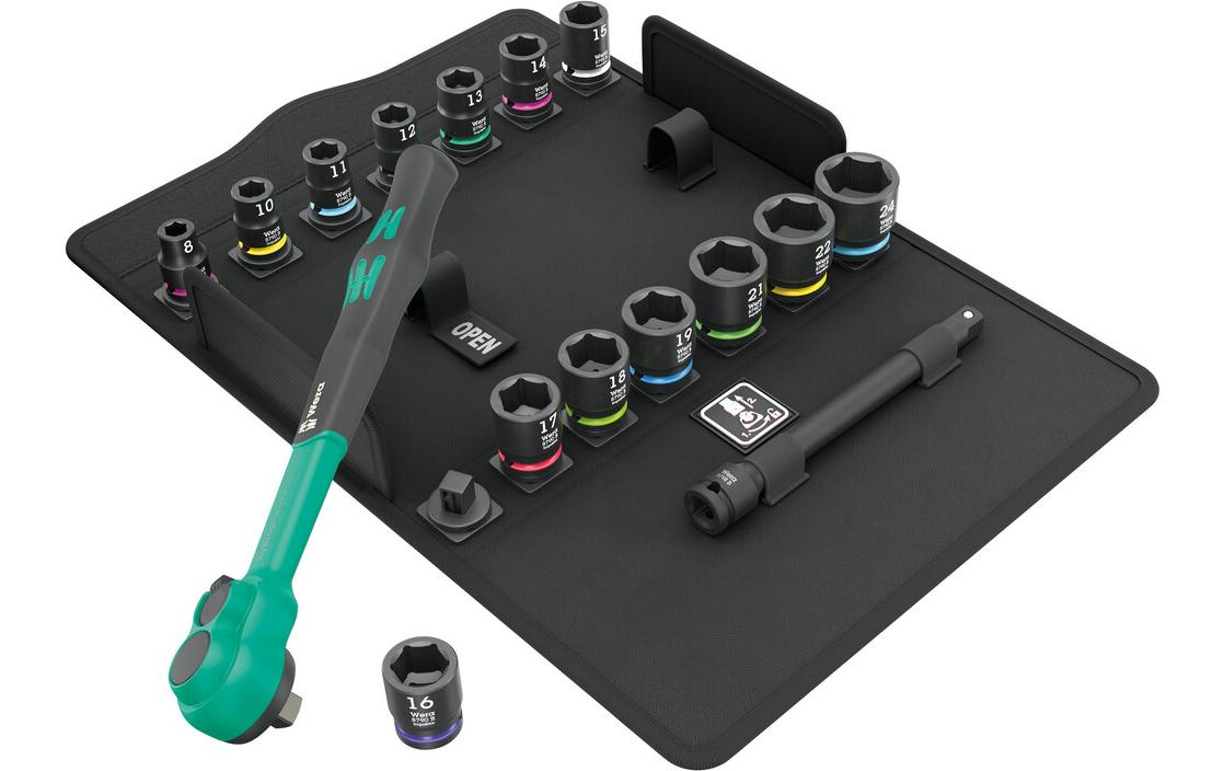 1715091 - Mediatech Wera Zyklop Comfort Knarrensatz 8100 SB 12 Umschheb 3/8-Antrieb, metrisch, 16-teilig kaufen Schweiz | Mediatech.ch