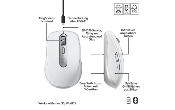 Logitech MX Anywhere 3s for Mac pale grey 