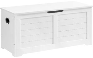 Vasagle Truhe Landhausstil, Weiss 100x40x46 cm (LxBxH), Traglast max.100kg
