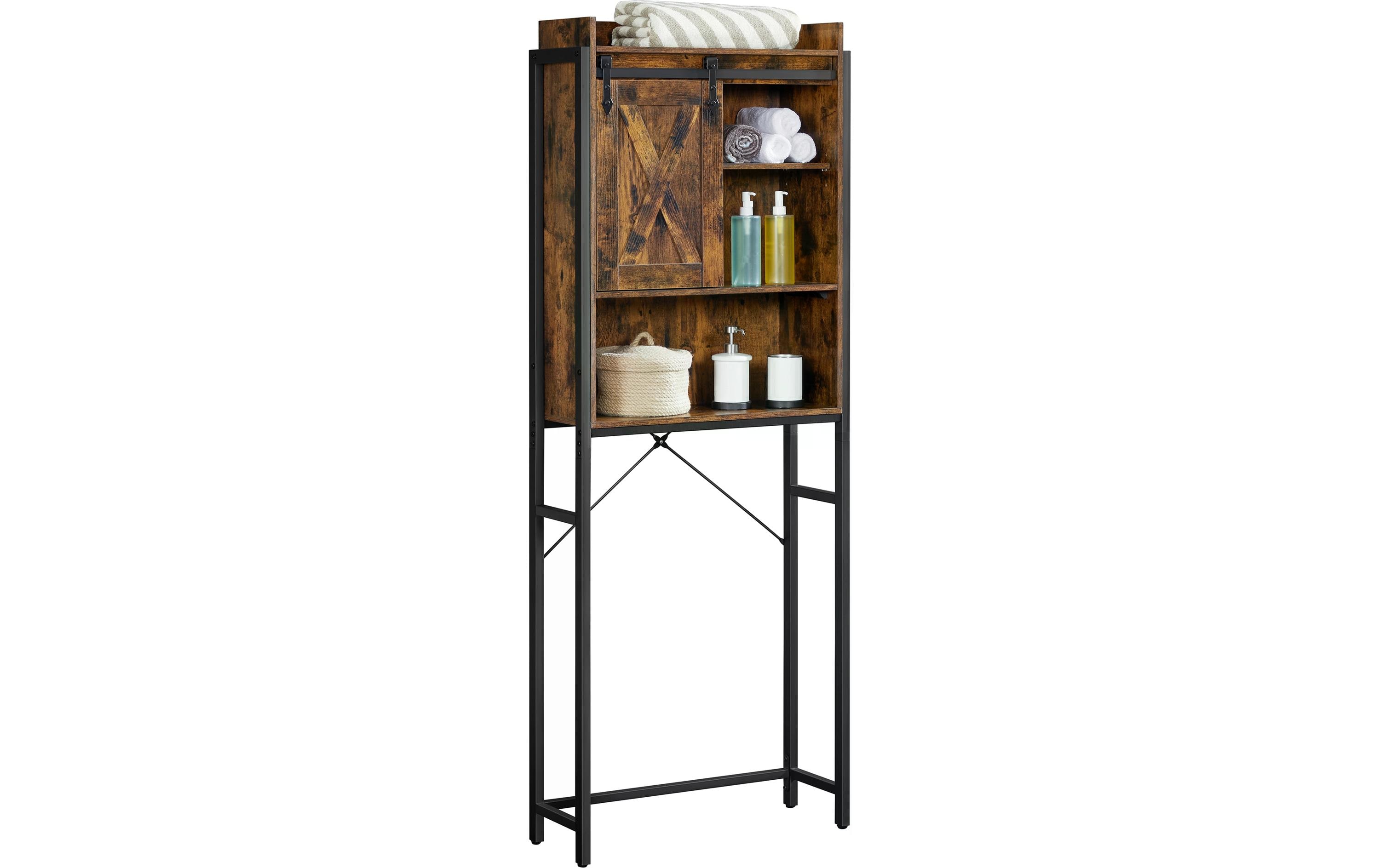 1718840_1 - Mediatech Vasagle Aufbewahrungsregal über Toilette Holz, Stahl, 64x24x171 cm,Traglast max.20kg