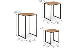 relaxdays Beistelltisch 3er Set MDF/Eisen, China