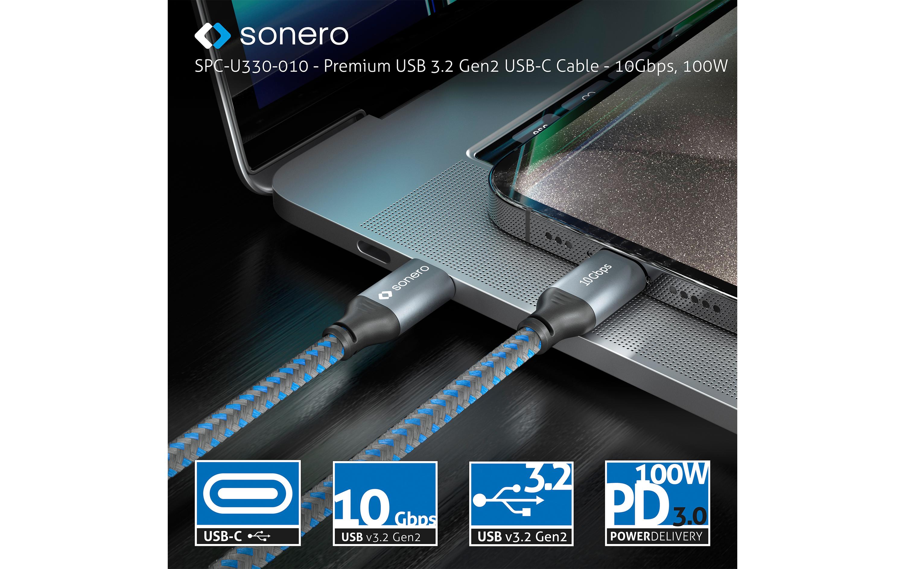 1721110_1 - Mediatech Sonero USB-C - USB-C Kabel, 1.0m Nylon Mantel, USB 3.2 Gen2, 10Gbps