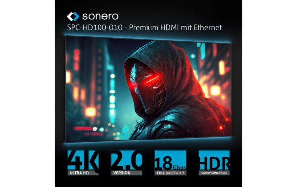 Sonero 4K HDMI Kabel, 2.0m Nylon Mantel, 4K/60Hz