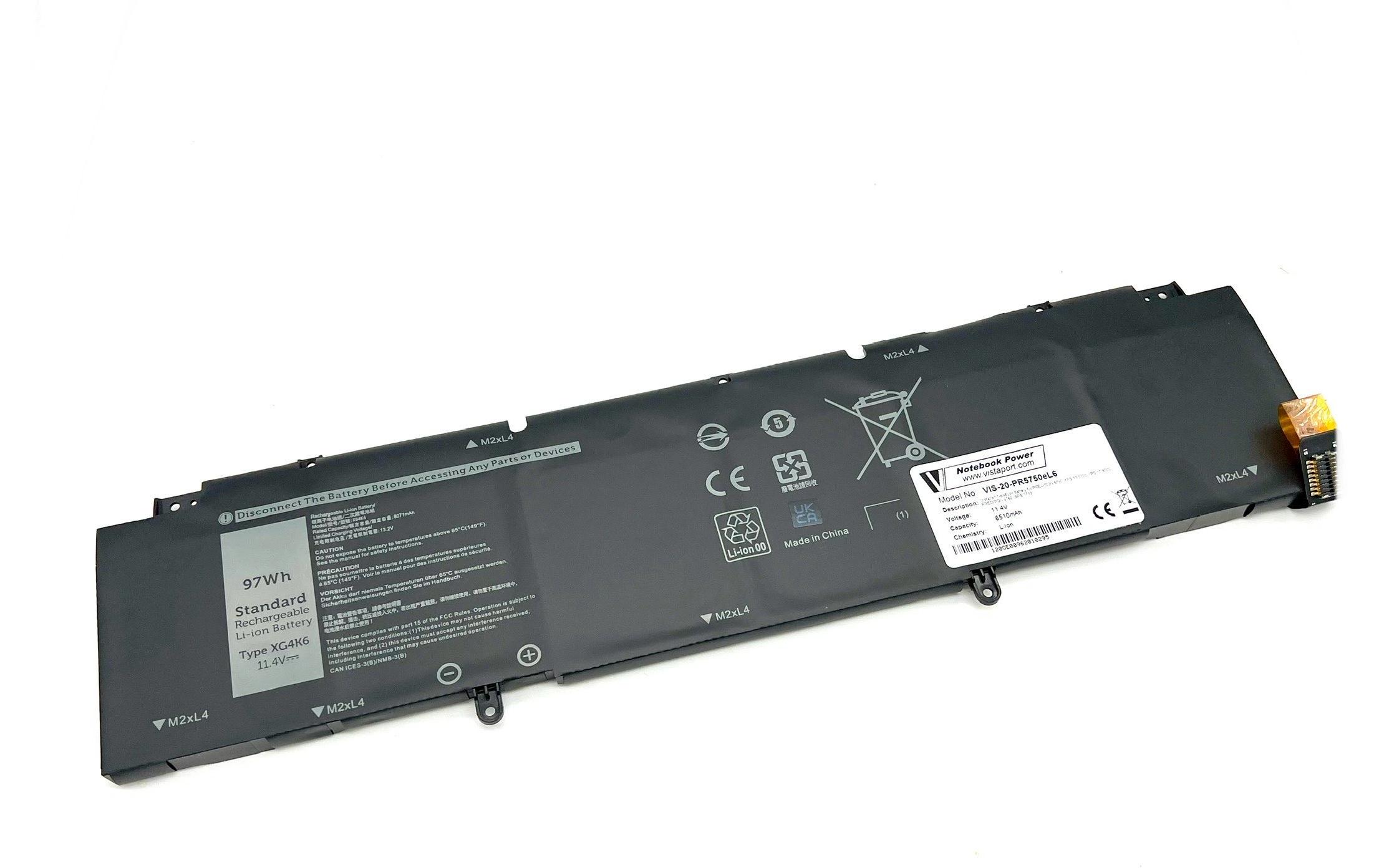Vistaport Notebook Akku für DELL 11.4V 8510mAh, 97 Wh