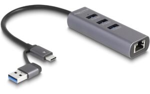 1728833 - Mediatech Delock 3 Port USB Hub + Gigabit LAN mit USB Typ-C oder Typ-A kaufen Schweiz | Mediatech.ch