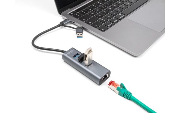 1728833_2 - Mediatech Delock 3 Port USB Hub + Gigabit LAN mit USB Typ-C oder Typ-A