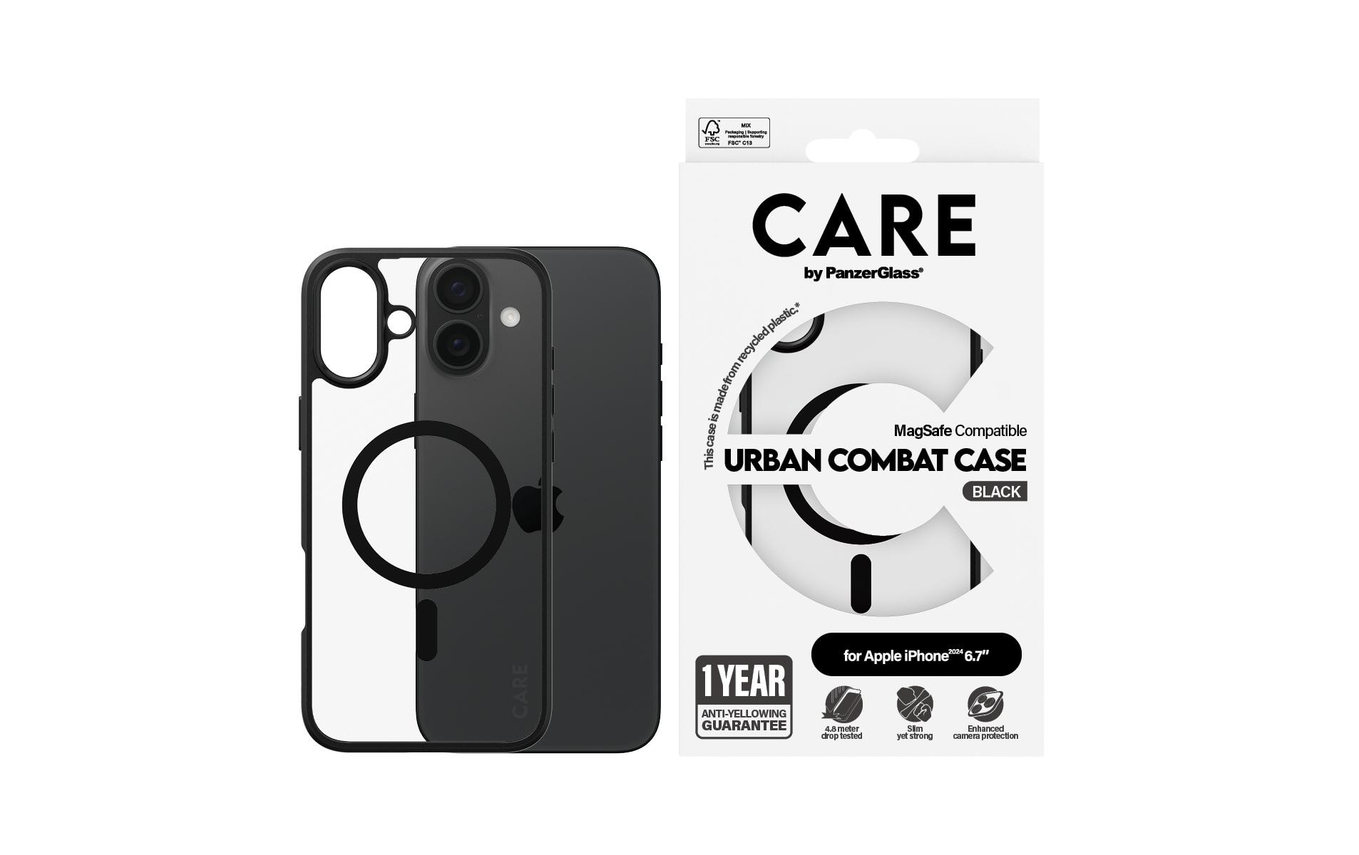 1736608_1 - Mediatech CARE Backcover Flagship Black Frame fürs iPhone 16 Plus, mit MagSafe
