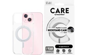 CARE Backcover Feature Kickstand Silver fürs iPhone 15, mit MagSafe