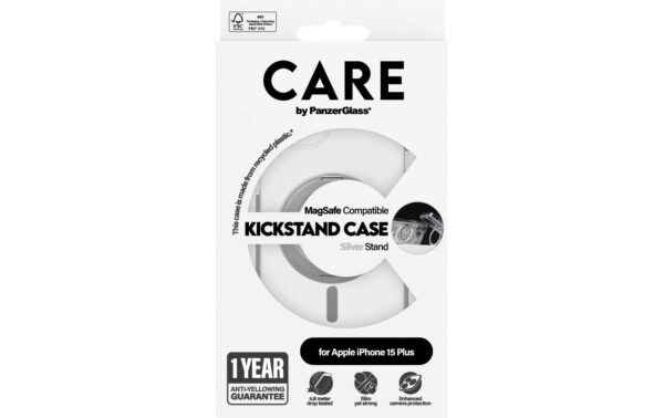 CARE Backcover Feature Kickstand Silver fürs iPhone 15 Pro Max, mit MagSafe