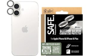 SAFE. Camera Lens Protector Glitter Silver iPhone 16 & 16 Plus