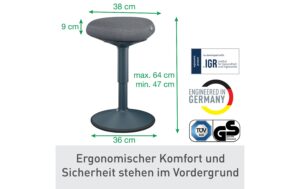 Leitz Ergonomischer Ergo Active Sitzhocker dunkelgrau