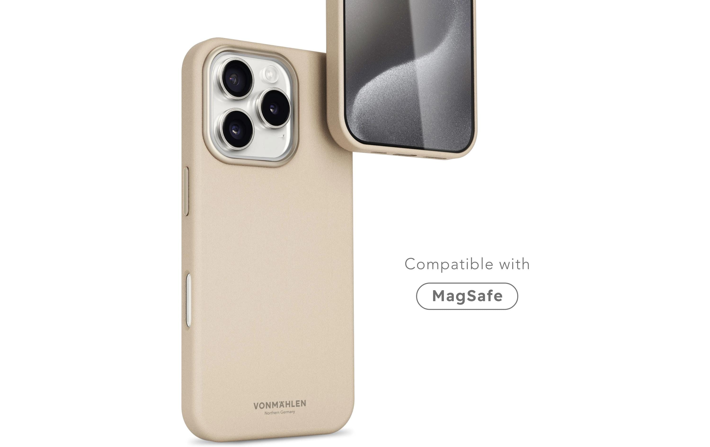 1743417_1 - Mediatech Vonmählen Like Leather Case Cream iPhone 16 Pro Max