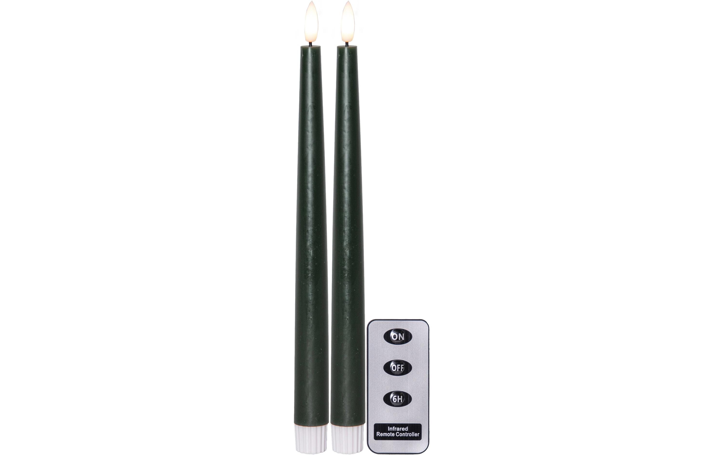 1745139 - Mediatech Star Trading LED Dinner Kerze 2 Pack Slim Indoor, Grün, 28.5cm Höhe, Timerfunktion