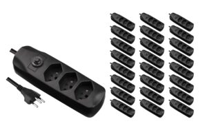 1748179 - Mediatech FURBER.power F.power Steckdosenleiste 3xT13 KIT25 230V, H05VV-F 3G1.00, OS, schwarz (5/25) kaufen | Mediatech.ch