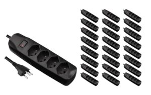 FURBER.power F.power Steckdosenleiste 4xT13 KIT25 230V, H05VV-F 3G1.00, MS, schwarz (5/25) kaufen | Mediatech.ch