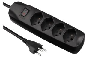 F.power Steckdosenleiste 4xT13 KIT25 230V, H05VV-F 3G1.00, MS, schwarz (5/25)