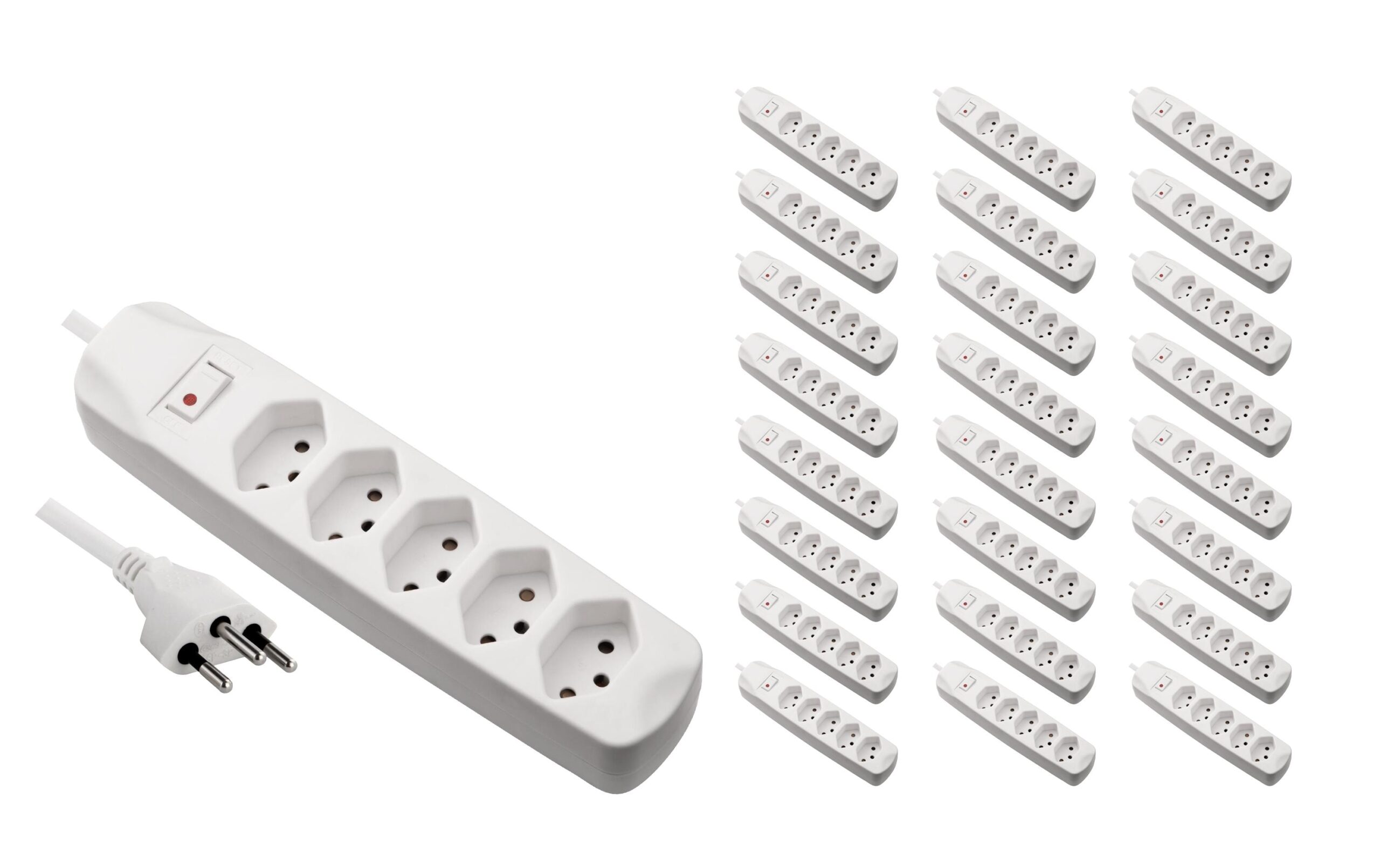 1748186 - Mediatech FURBER.power F.power Steckdosenleiste 5xT13 KIT25 230V, H05VV-F 3G1.00, MS, weiss (5/25) kaufen | Mediatech.ch